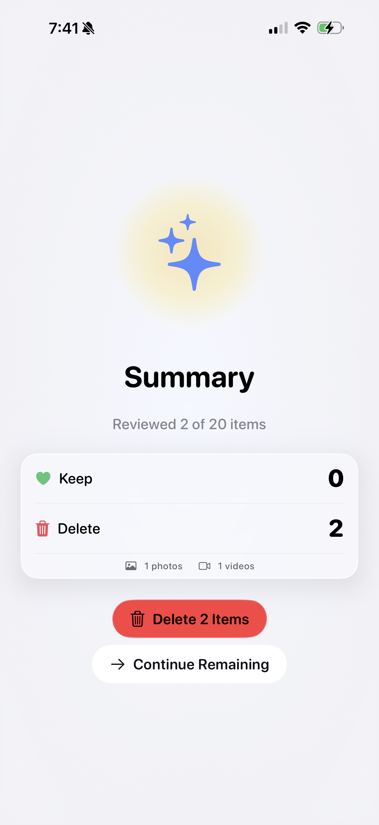 Review summary before deletion
